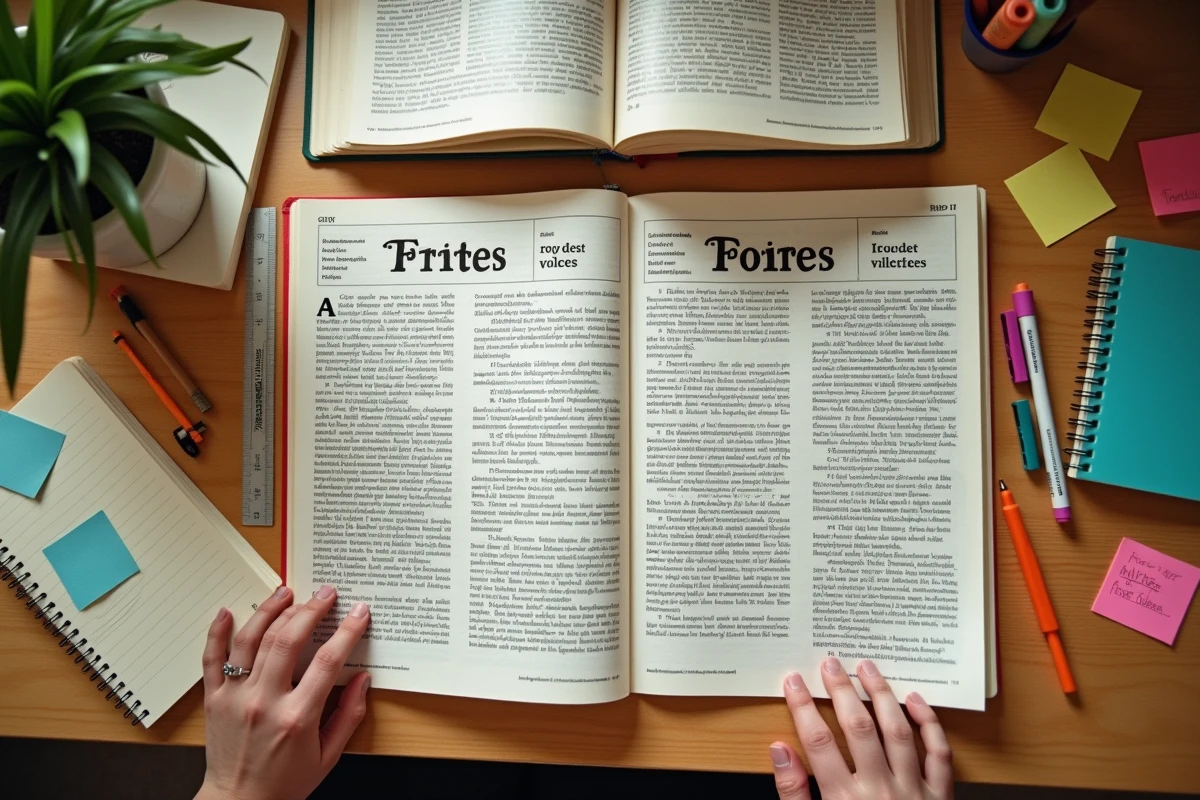 Vue en plongée d'un bureau de collégien avec plusieurs frises des rois de France comparées et annotées pour la classe de 5e