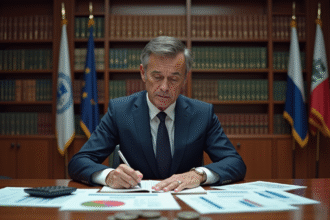 Economiste homme en costume dans un bureau officiel