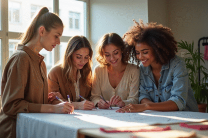 Equipe de designers de mode en studio lumineux