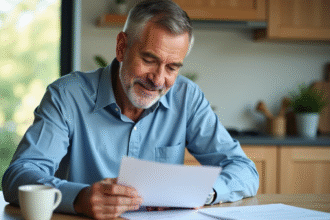 Homme d'âge moyen planifiant sa retraite à la maison