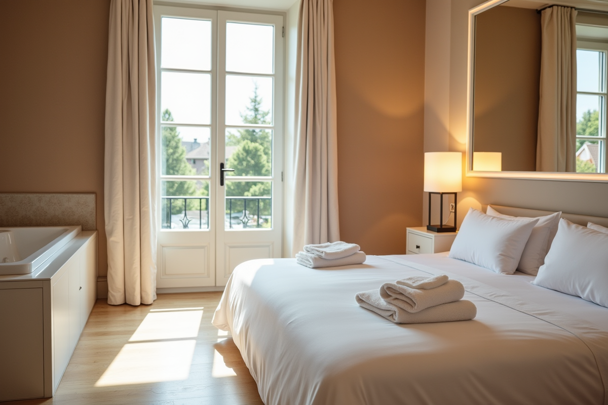 Chambre d'hôtel de luxe à Lille avec spa privé lumineux