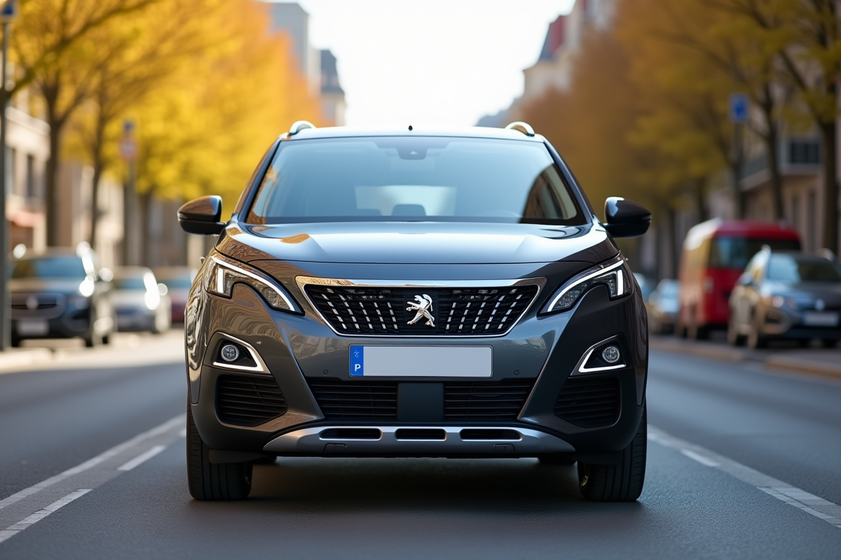 Voiture Peugeot 3008 en ville en journée