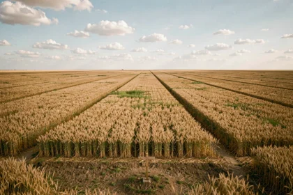 Vue panoramique d'une vaste plaine agricole illustrant une grande superficie en hectares s'étendant à perte de vue
