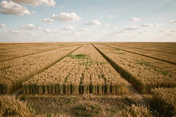 Vue panoramique d'une vaste plaine agricole illustrant une grande superficie en hectares s'étendant à perte de vue